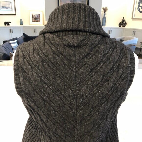 Eddie Bauer Seattle Full Zip Cable Knit Wool Blend Insulated Vest Charcoal Sz M - Picture 8 of 12